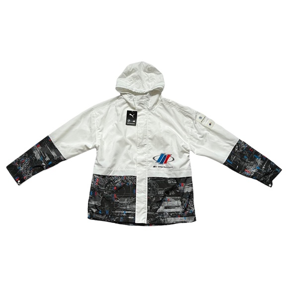 PUMA Men's BMW Motorsport Woven Hooded Jacket White - Picture 9 of 12